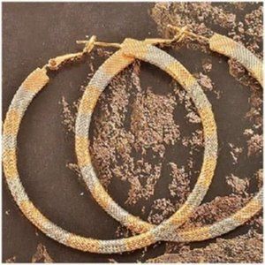 Earrings ~ Tri-Gold ~ 2" Hoop ~  Dangle